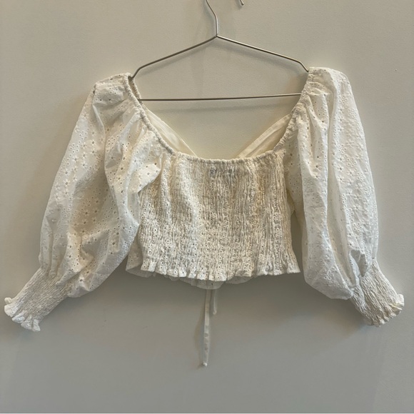 Zara White Eyelet Blouse - Picture 6 of 7